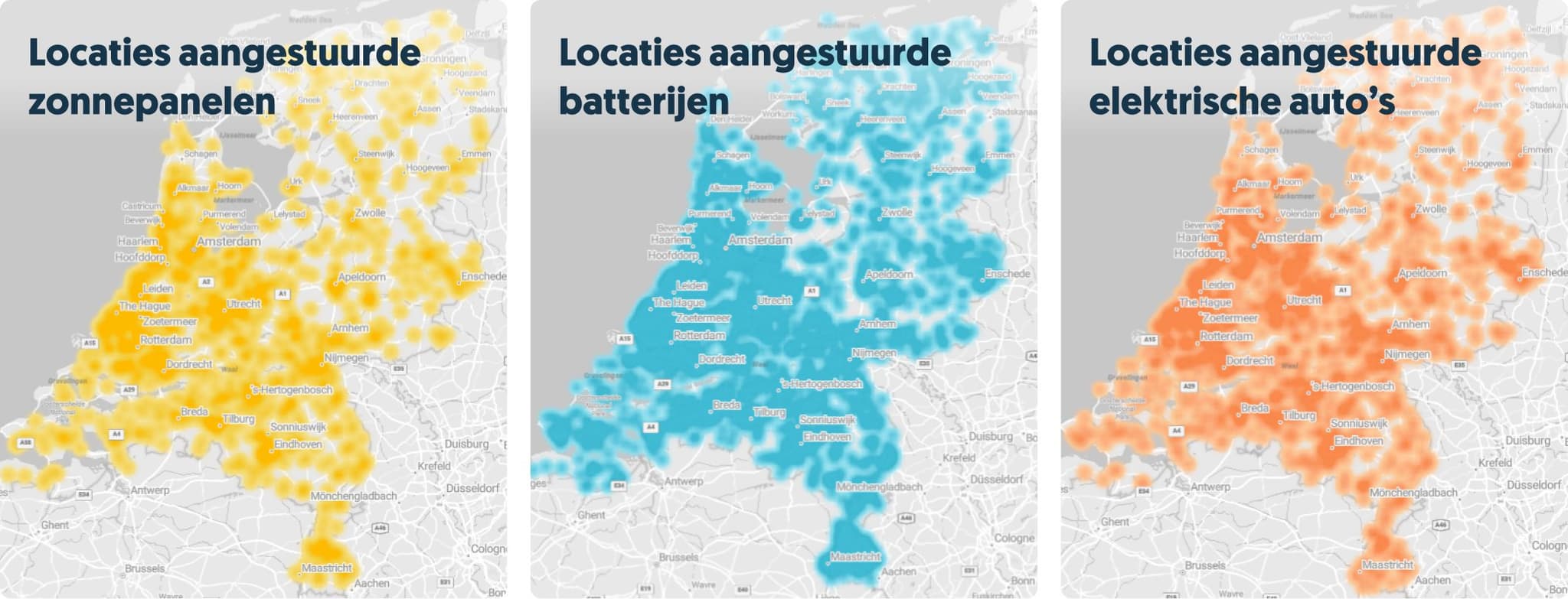 Locaties aangestuurde assets Frank Energie